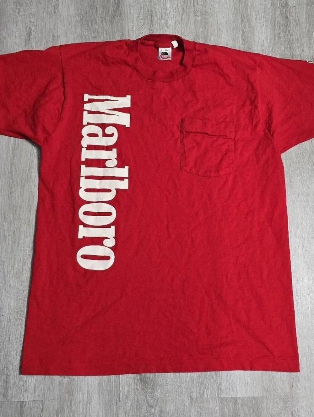 Vintage 90s Marlboro Red Pocket Shirt Single Stitch Cigarette Cowboys Western